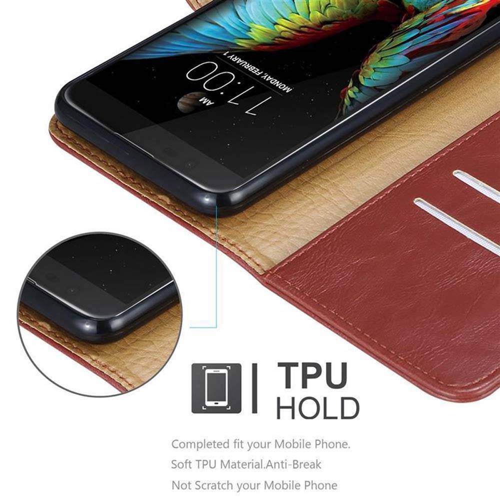 Cadorabo Hülle für LG K10 2016 Schutzhülle in Rot Handyhülle Book Tasche Case Etui Luxury