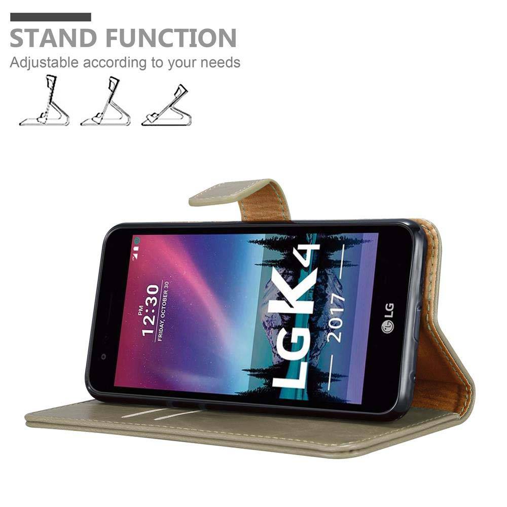 Cadorabo Hülle für LG K4 2017 Schutzhülle in Braun Handyhülle Book Tasche Case Etui Luxury