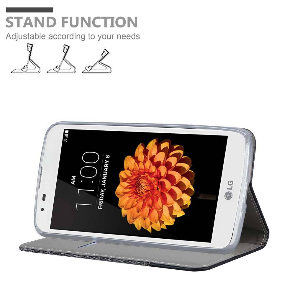 Cadorabo Hülle für LG K7 2016 Schutzhülle in Grau Handy Hülle Etui Book Case Cover