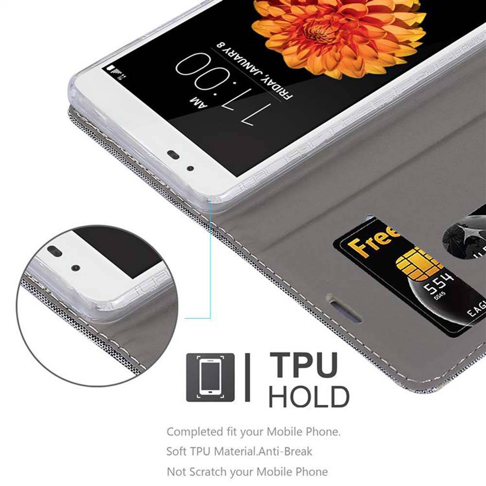 Cadorabo Hülle für LG K7 2016 Schutzhülle in Grau Handy Hülle Etui Book Case Cover