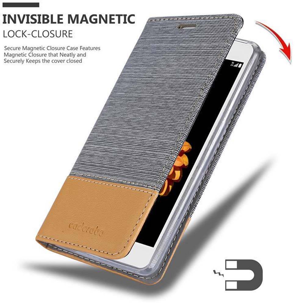 Cadorabo Hülle für LG K7 2016 Schutzhülle in Grau Handy Hülle Etui Book Case Cover