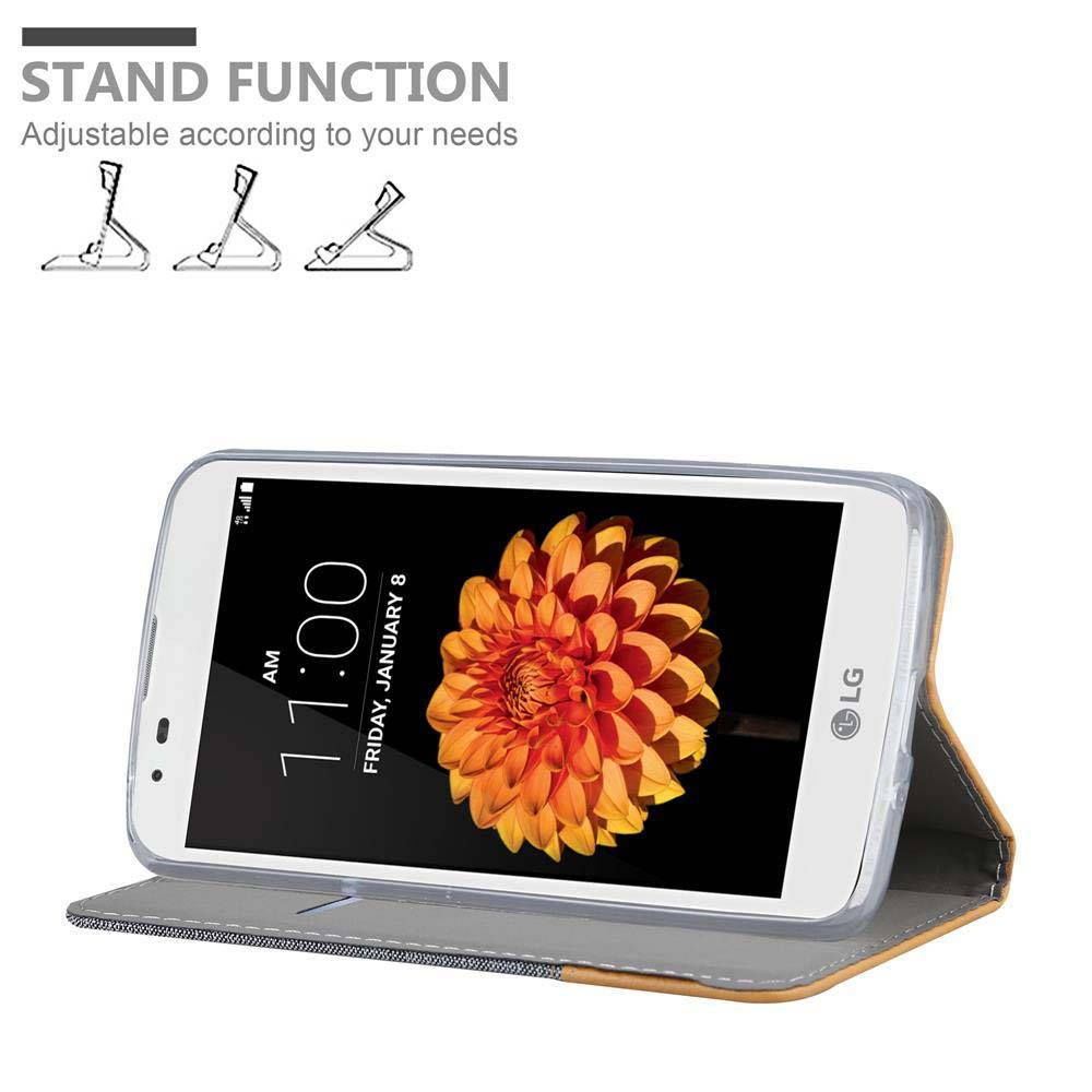 Cadorabo Hülle für LG K7 2016 Schutzhülle in Grau Handy Hülle Etui Book Case Cover