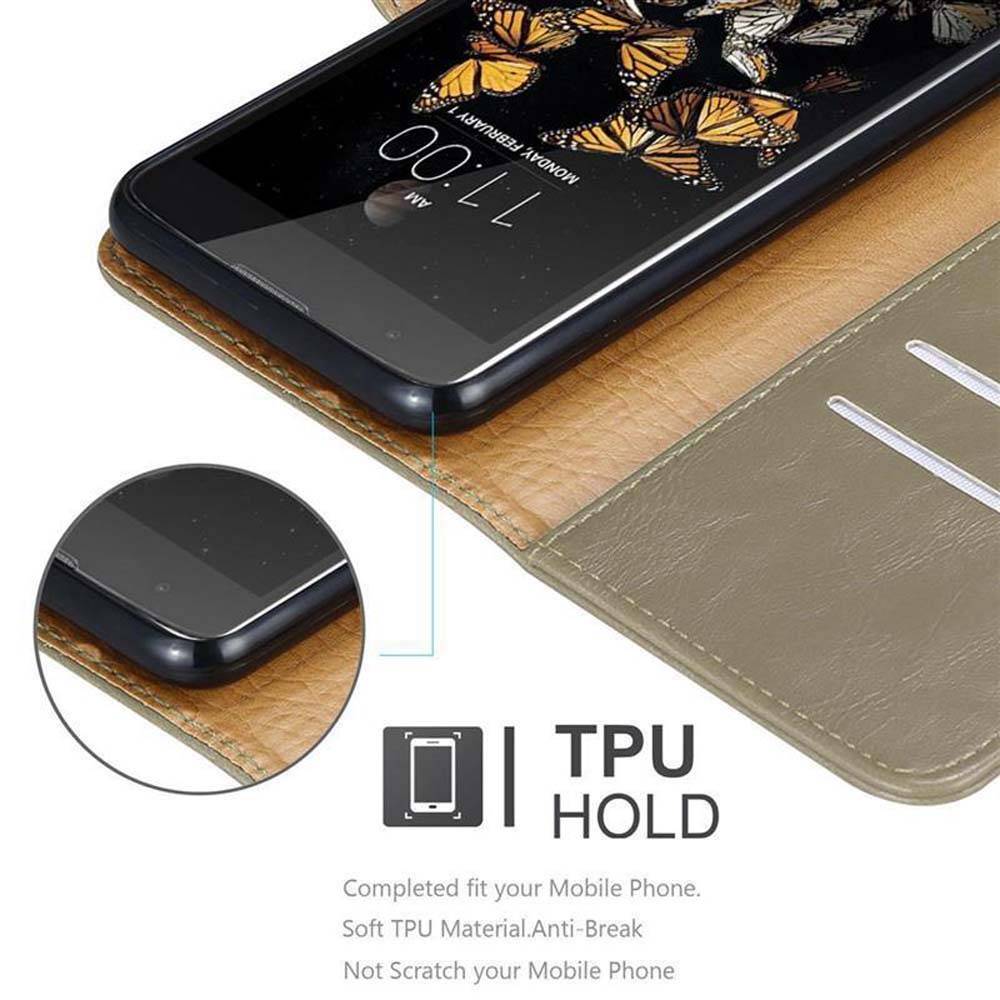 Cadorabo Hülle für LG K8 2016 Schutzhülle in Braun Handyhülle Book Tasche Case Etui Luxury