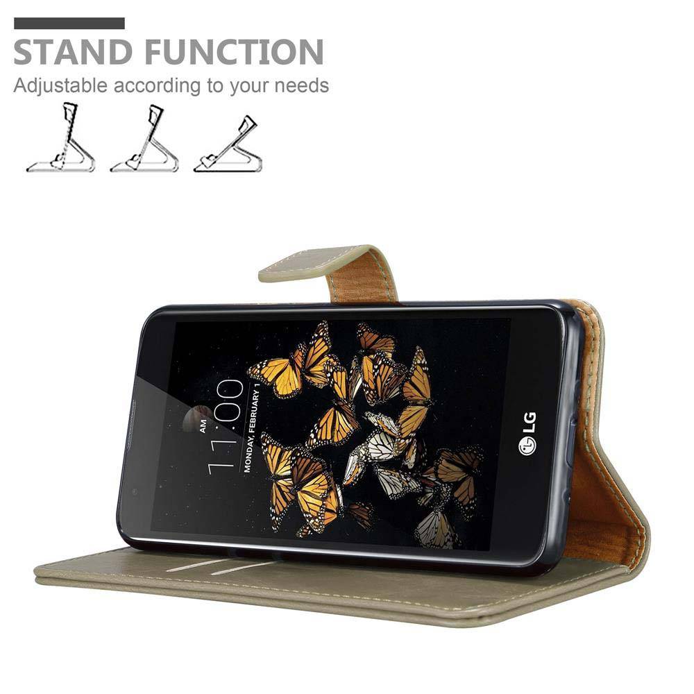 Cadorabo Hülle für LG K8 2016 Schutzhülle in Braun Handyhülle Book Tasche Case Etui Luxury