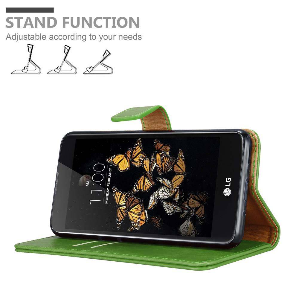 Cadorabo Hülle für LG K8 2016 Schutzhülle in Grün Handyhülle Book Tasche Case Etui Luxury