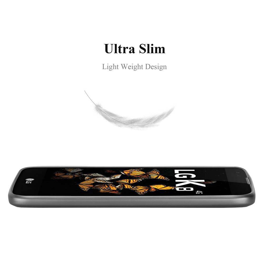 Cadorabo Schutzhülle für LG K8 2016 Hülle in Grau Handyhülle TPU Silikon Etui Cover Case