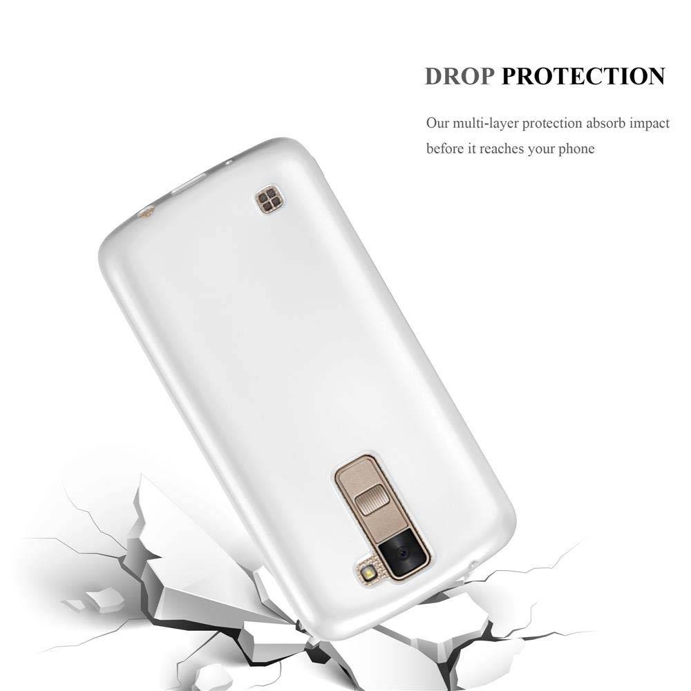 Cadorabo Schutzhülle für LG K8 2016 Hülle in Silber Handyhülle TPU Silikon Etui Cover Case