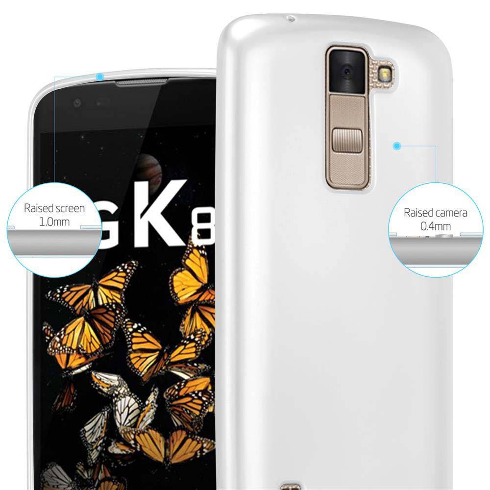 Cadorabo Schutzhülle für LG K8 2016 Hülle in Silber Handyhülle TPU Silikon Etui Cover Case