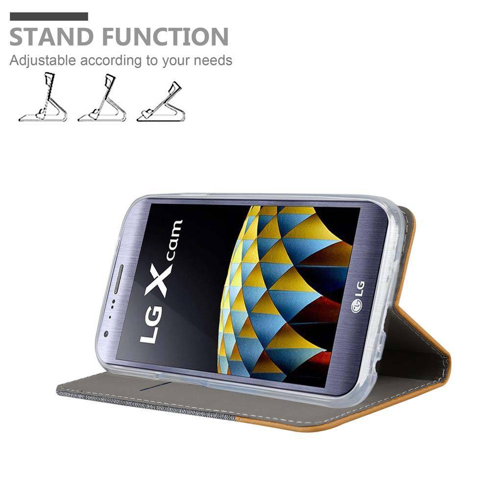 Cadorabo Hülle für LG X CAM Schutzhülle in Grau Handy Hülle Etui Book Case Cover