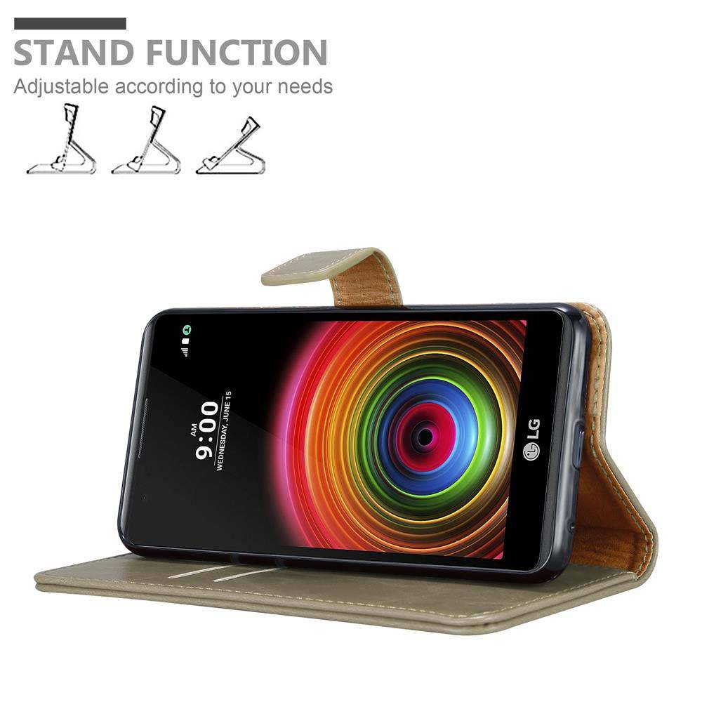 Cadorabo Hülle für LG X POWER Schutzhülle in Braun Handyhülle Book Tasche Case Etui Luxury