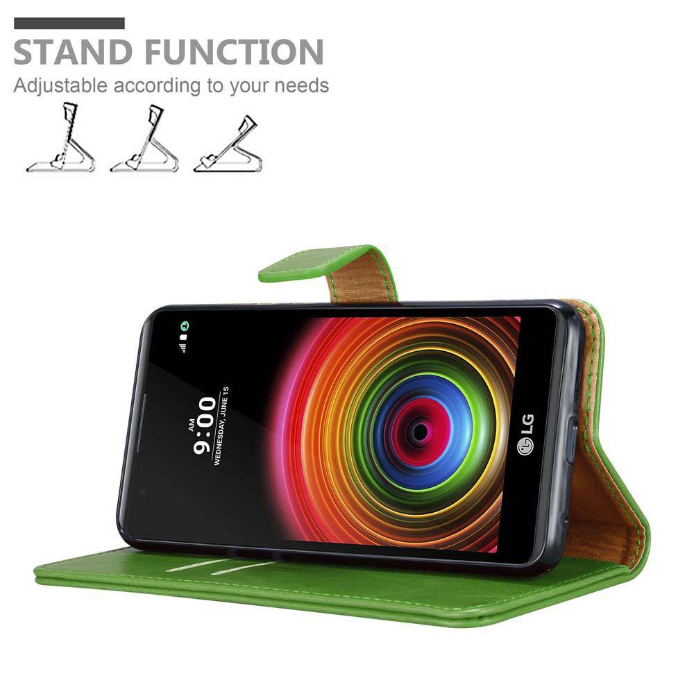 Cadorabo Hülle für LG X POWER Schutzhülle in Grün Handyhülle Book Tasche Case Etui Luxury