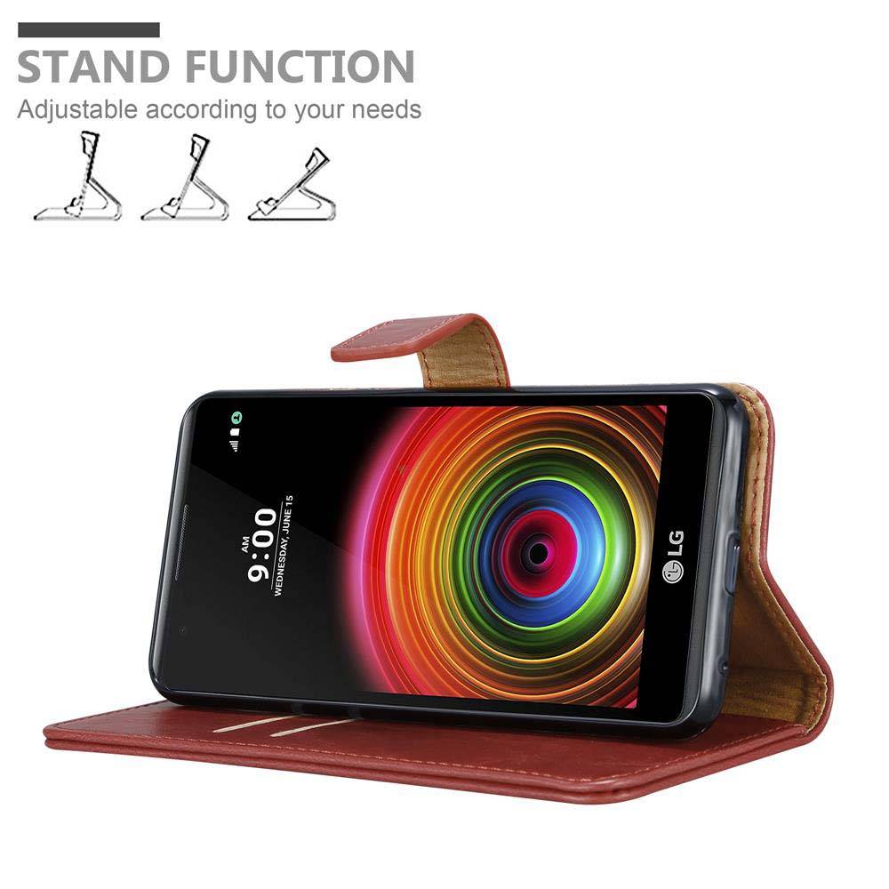 Cadorabo Hülle für LG X POWER Schutzhülle in Rot Handyhülle Book Tasche Case Etui Luxury