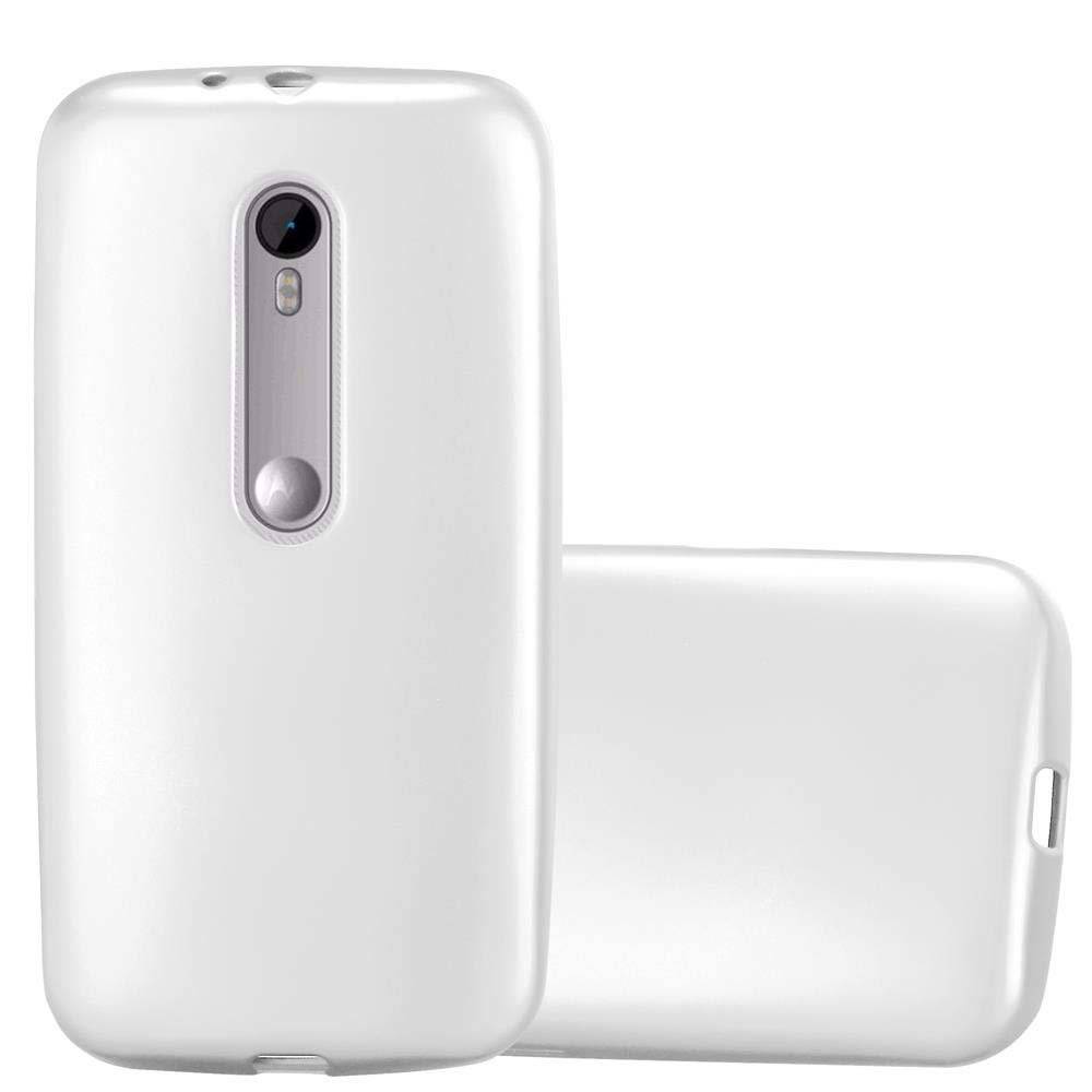 Cadorabo Hülle für Motorola MOTO G3 Hülle in METALLIC SILBER - Handyhülle aus TPU Silikon - Silikonhülle Schutzhülle Ultra Slim Soft Back Cover