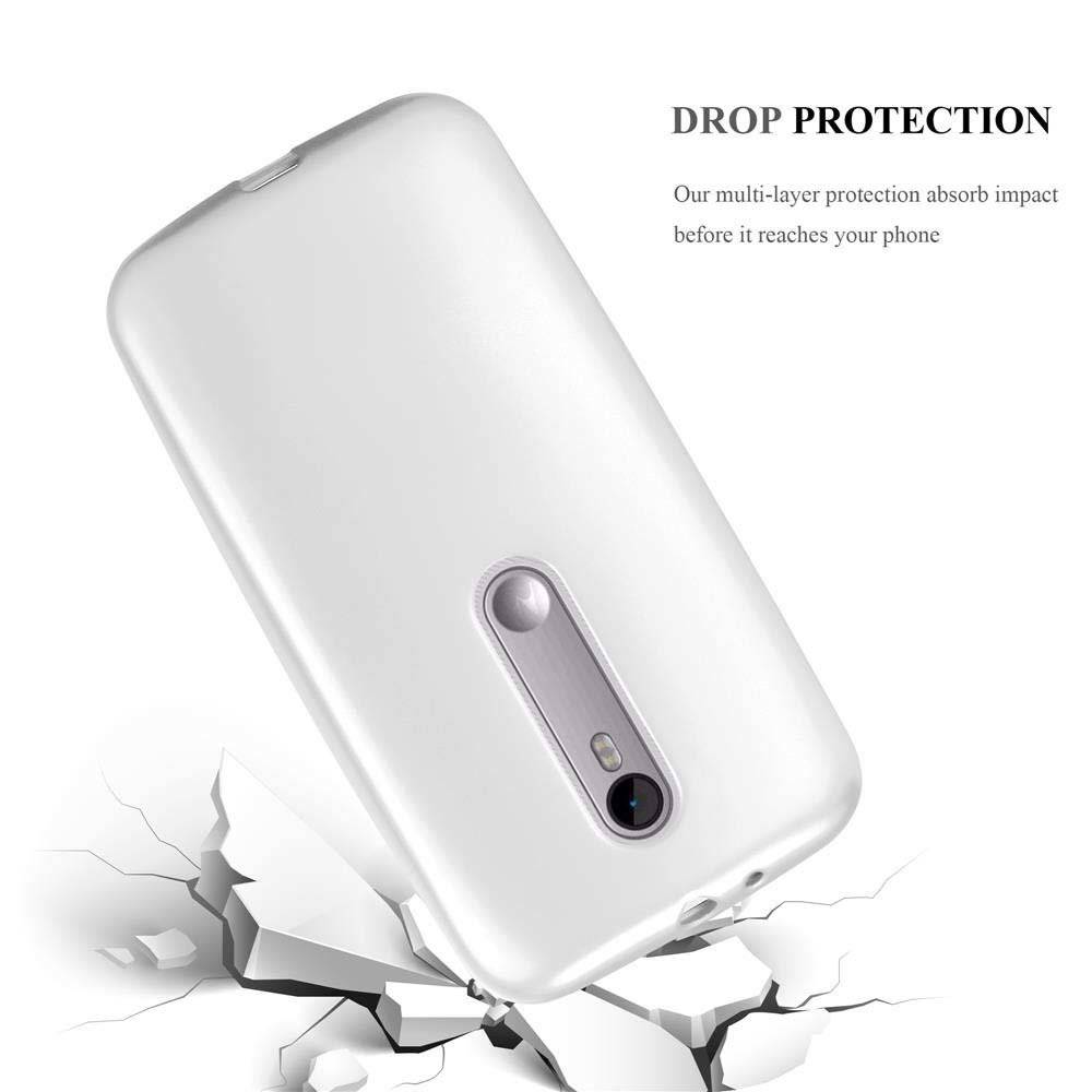 Cadorabo Hülle für Motorola MOTO G3 Hülle in METALLIC SILBER - Handyhülle aus TPU Silikon - Silikonhülle Schutzhülle Ultra Slim Soft Back Cover