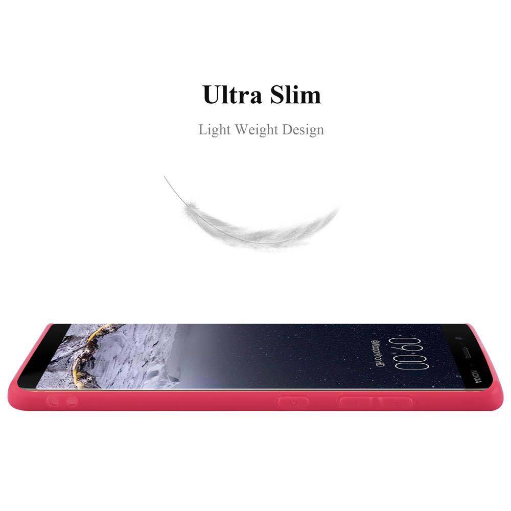 Cadorabo Hülle für Nokia 8 Sirocco Schutzhülle in Rot Handyhülle TPU Silikon Etui Case Cover