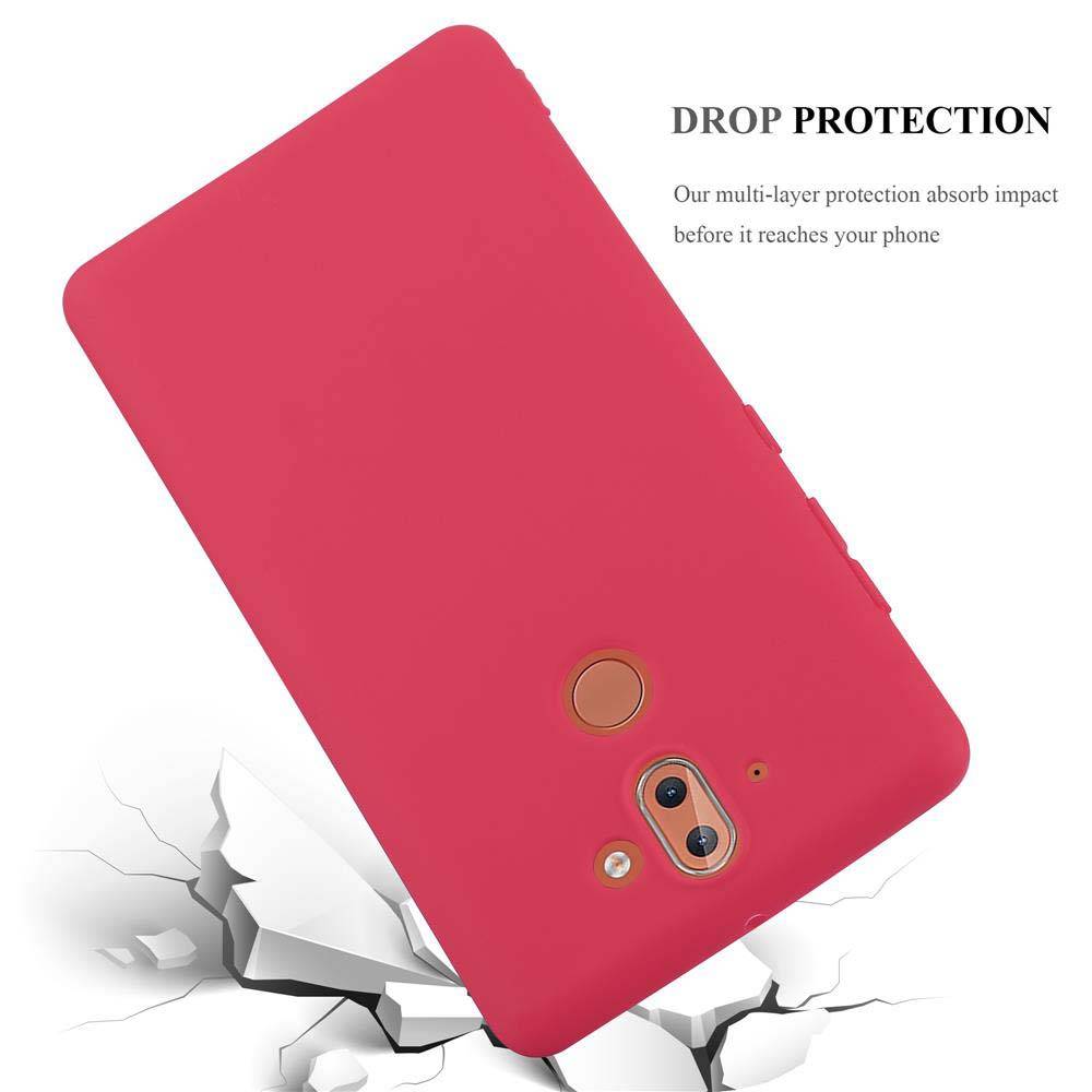 Cadorabo Hülle für Nokia 8 Sirocco Schutzhülle in Rot Handyhülle TPU Silikon Etui Case Cover