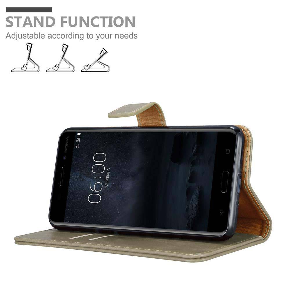 Cadorabo Hülle für Nokia 8 2017 Schutzhülle in Braun Handyhülle Book Tasche Case Etui Luxury