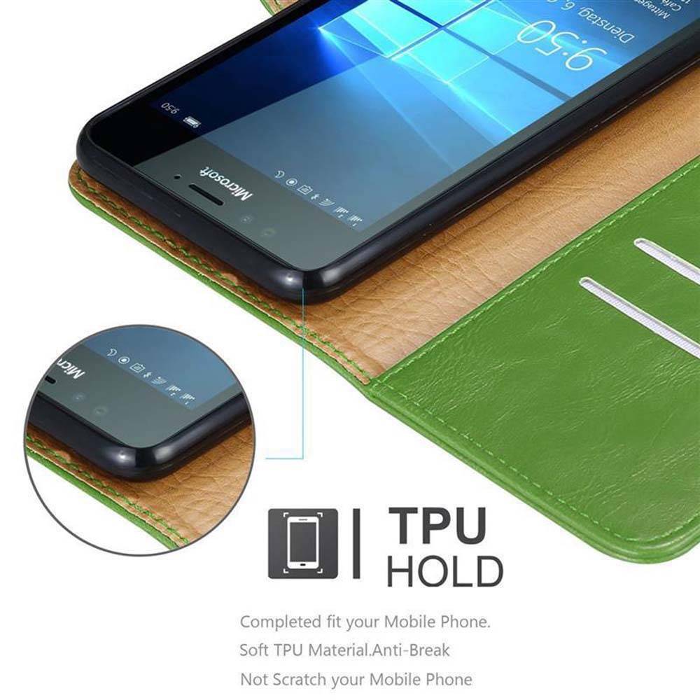 Cadorabo Hülle für Nokia Lumia 950 Schutzhülle in Grün Handyhülle Book Tasche Case Etui Luxury