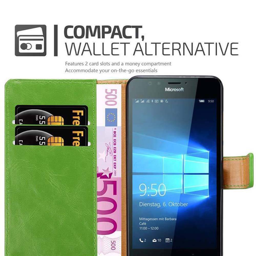 Cadorabo Hülle für Nokia Lumia 950 Schutzhülle in Grün Handyhülle Book Tasche Case Etui Luxury