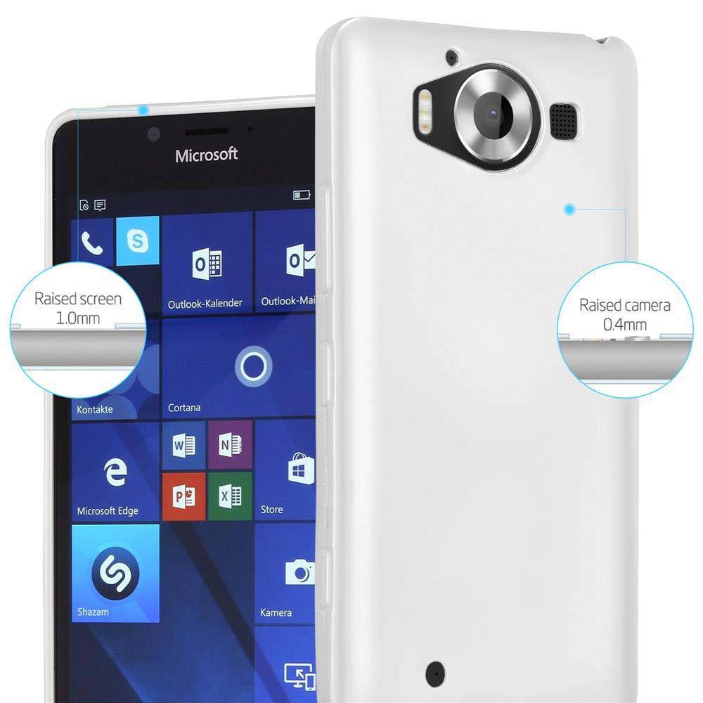 Cadorabo Schutzhülle für Nokia Lumia 950 Hülle in Silber Handyhülle TPU Silikon Etui Cover Case