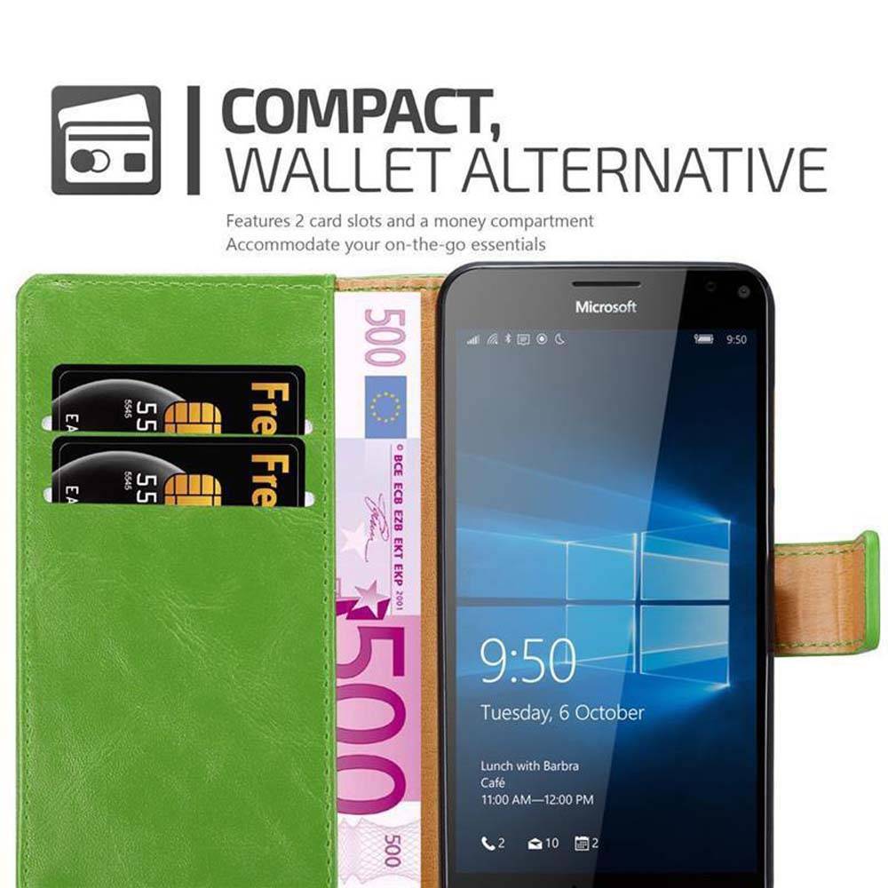 Cadorabo Hülle für Nokia Lumia 950 XL Schutzhülle in Grün Handyhülle Book Tasche Case Etui Luxury