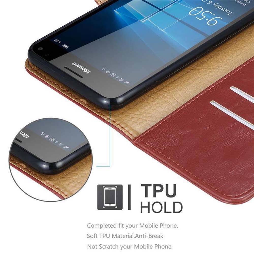 Cadorabo Hülle für Nokia Lumia 950 XL Schutzhülle in Rot Handyhülle Book Tasche Case Etui Luxury