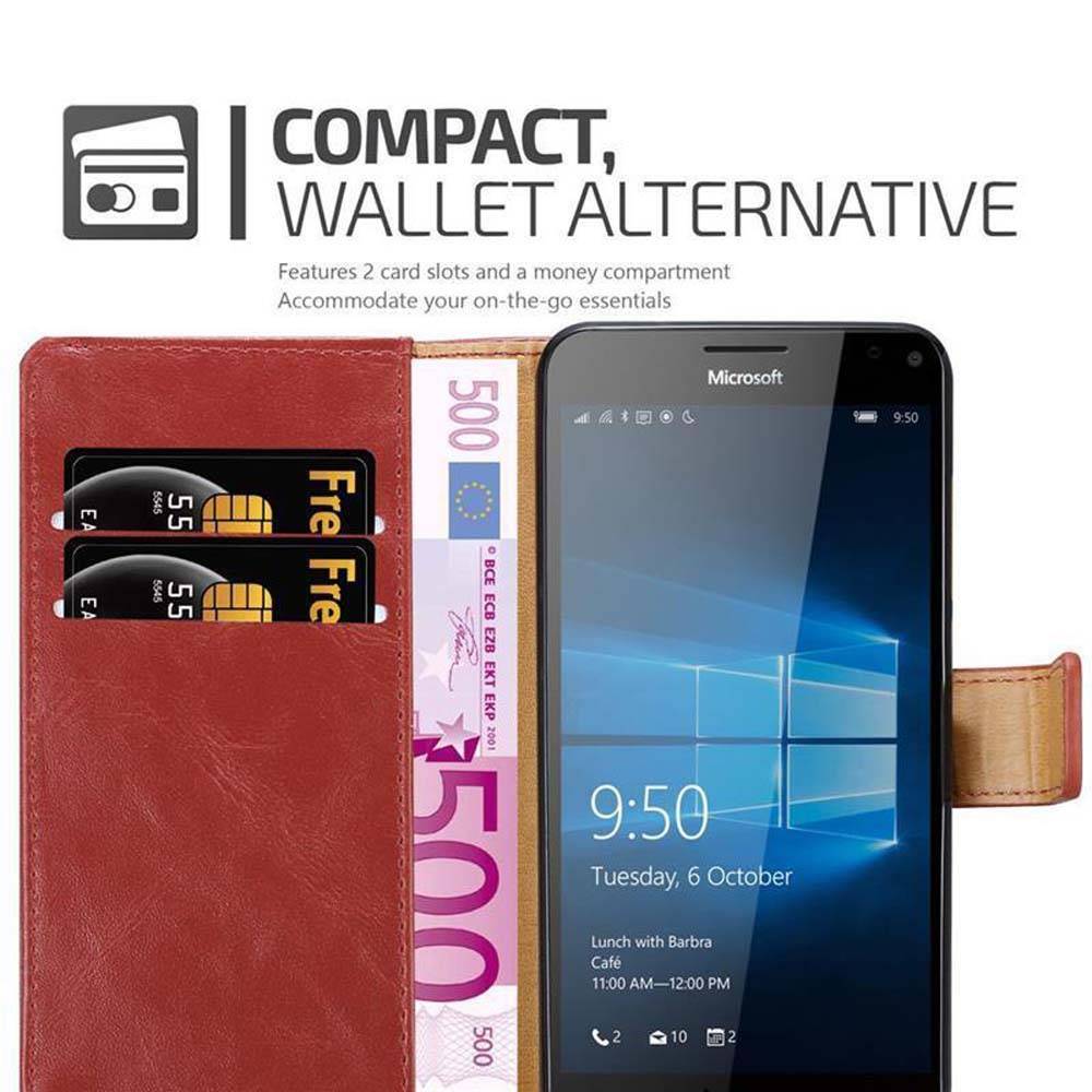 Cadorabo Hülle für Nokia Lumia 950 XL Schutzhülle in Rot Handyhülle Book Tasche Case Etui Luxury