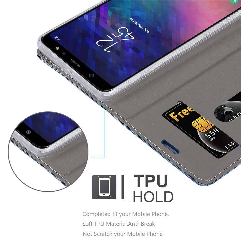 Cadorabo Hülle für Samsung Galaxy A6 PLUS 2018 Schutzhülle in Blau Handy Hülle Etui Book Case Cover