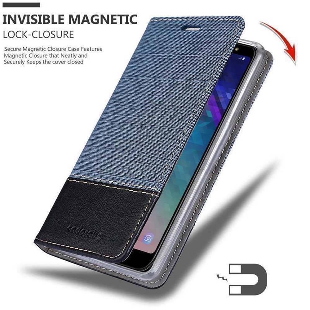 Cadorabo Hülle für Samsung Galaxy A6 PLUS 2018 Schutzhülle in Blau Handy Hülle Etui Book Case Cover