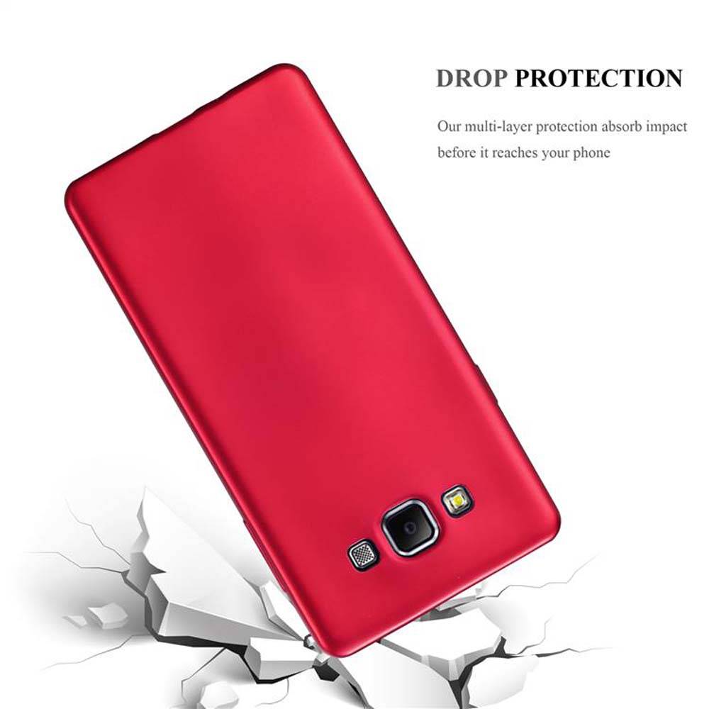 Cadorabo Schutzhülle für Samsung Galaxy A7 2015 Hülle in Rot Handyhülle TPU Silikon Etui Cover Case