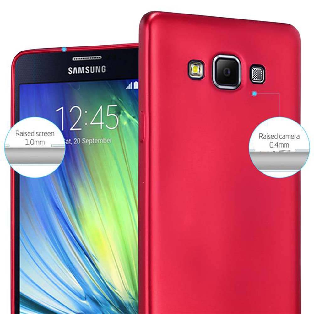 Cadorabo Schutzhülle für Samsung Galaxy A7 2015 Hülle in Rot Handyhülle TPU Silikon Etui Cover Case