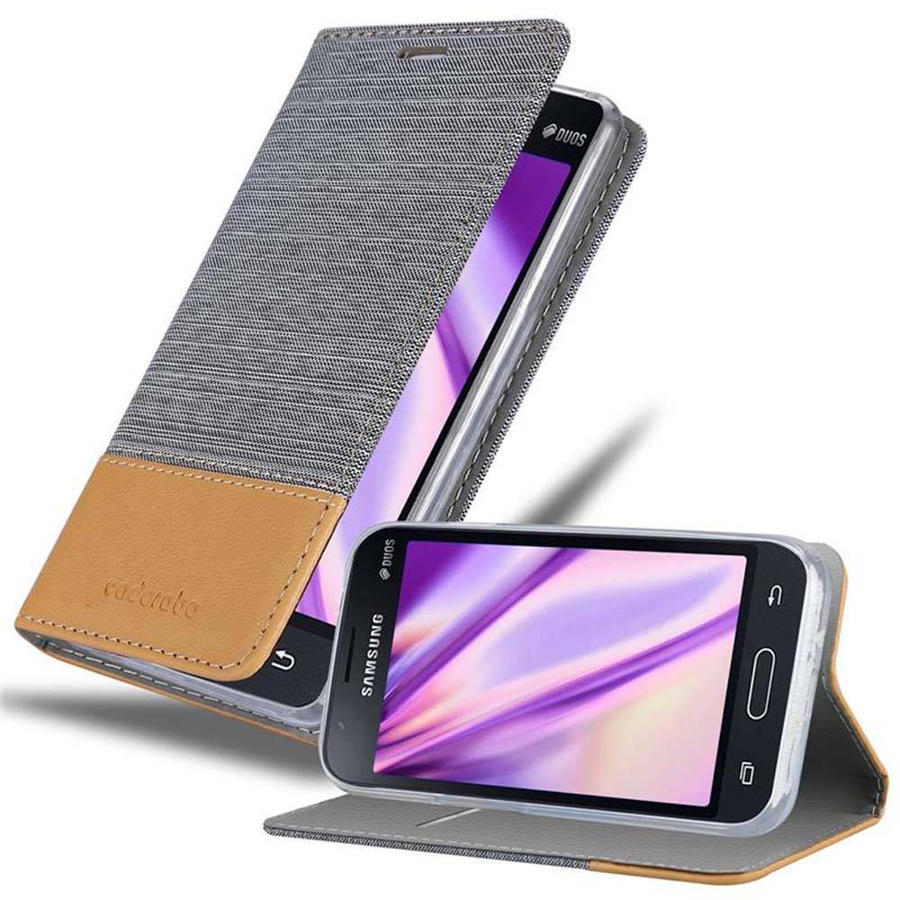 Cadorabo Hülle für Samsung Galaxy J1 MINI Schutzhülle in Grau Handy Hülle Etui Book Case Cover