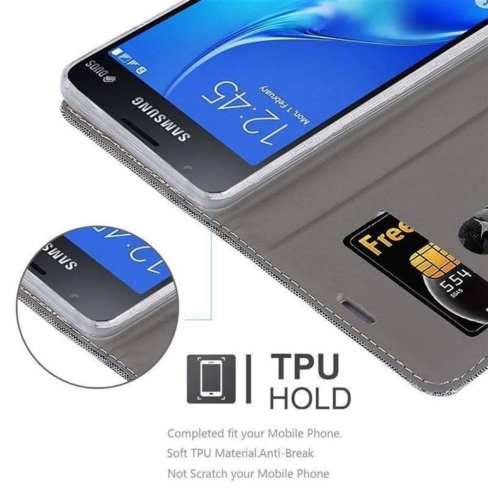 Cadorabo Hülle für Samsung Galaxy J1 MINI Schutzhülle in Grau Handy Hülle Etui Book Case Cover