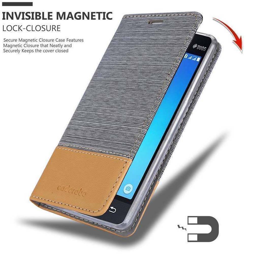 Cadorabo Hülle für Samsung Galaxy J1 MINI Schutzhülle in Grau Handy Hülle Etui Book Case Cover