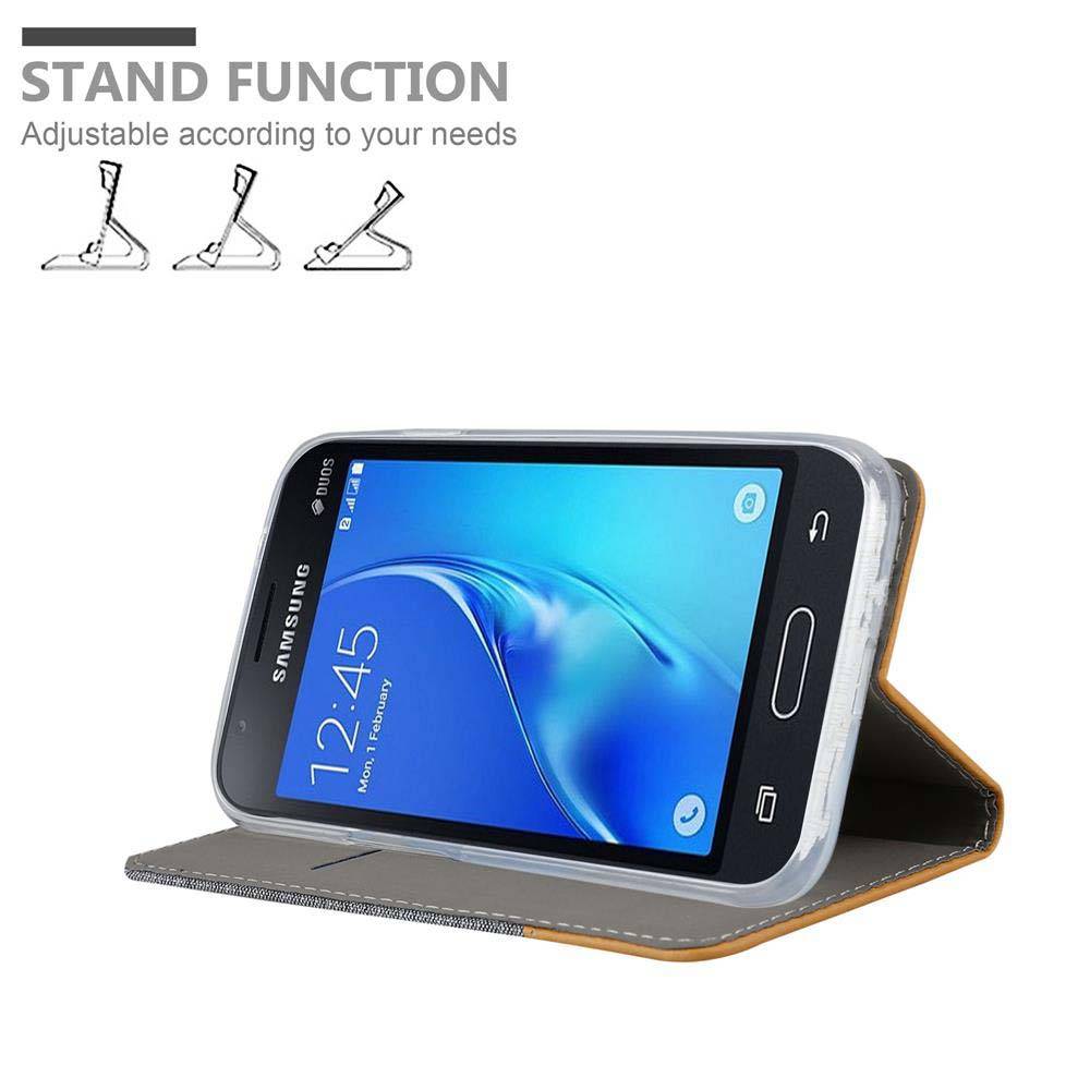 Cadorabo Hülle für Samsung Galaxy J1 MINI Schutzhülle in Grau Handy Hülle Etui Book Case Cover