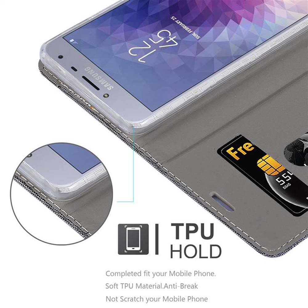 Cadorabo Hülle für Samsung Galaxy J4 2018 Schutzhülle in Grau Handy Hülle Etui Book Case Cover