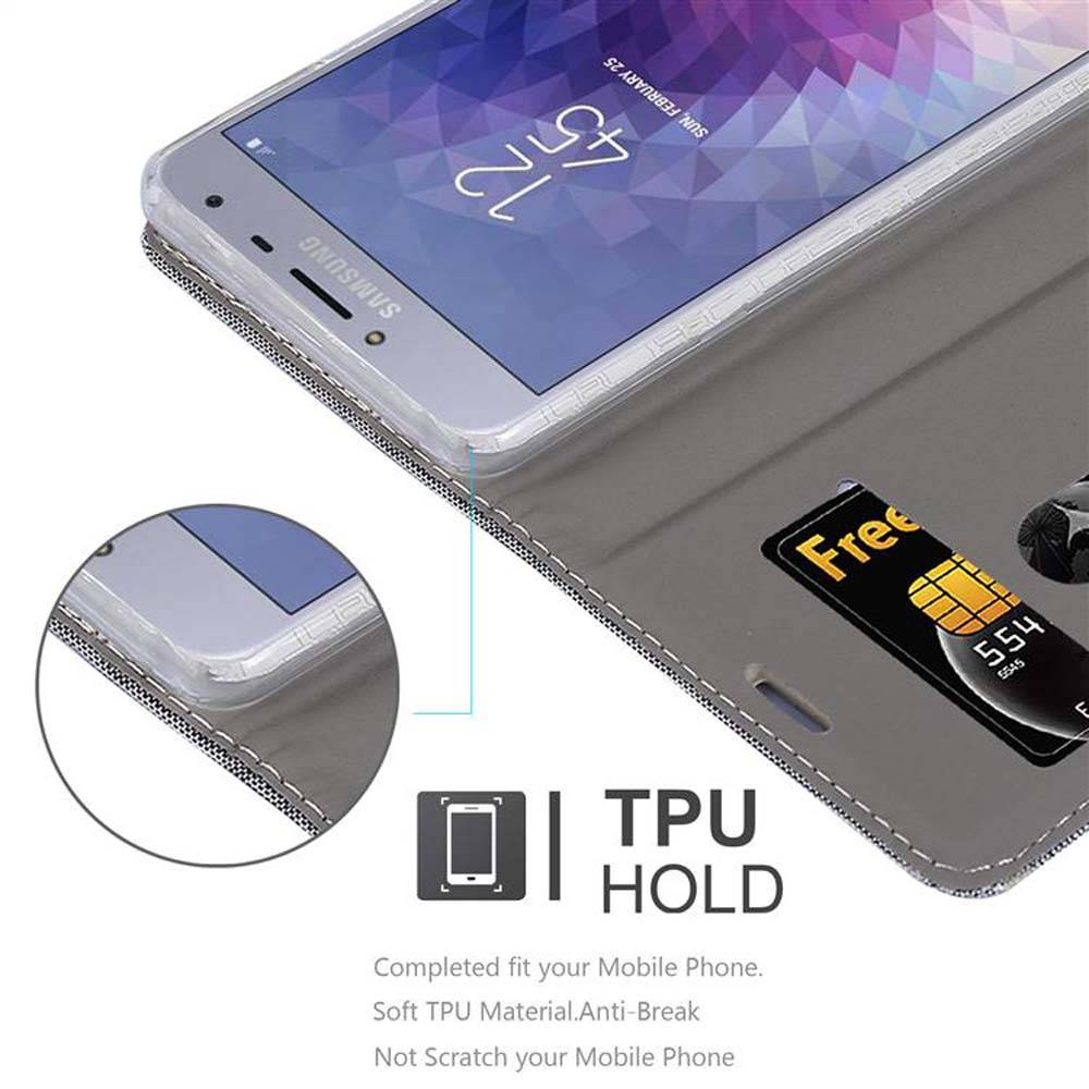 Cadorabo Hülle für Samsung Galaxy J4 2018 Schutzhülle in Grau Handy Hülle Etui Book Case Cover