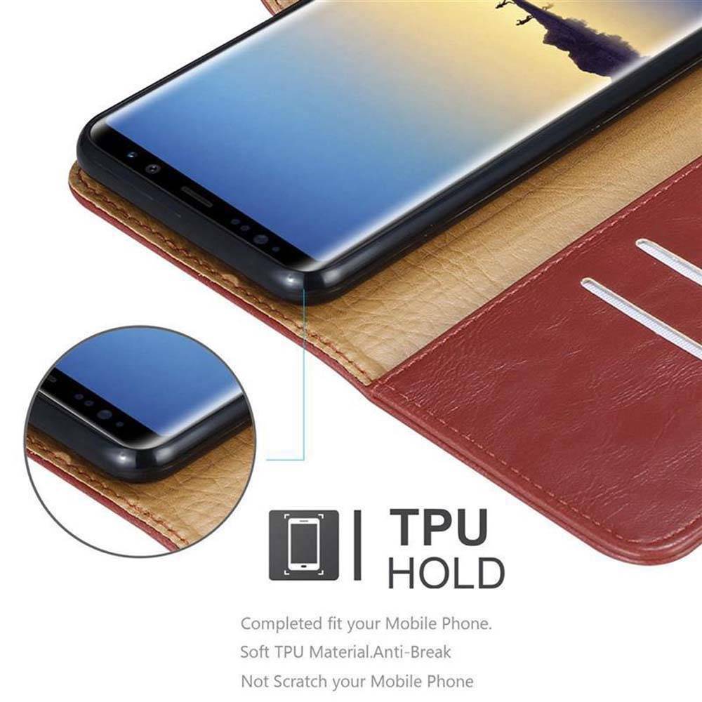 Cadorabo Hülle für Samsung Galaxy NOTE 8 Schutzhülle in Rot Handyhülle Book Tasche Case Etui Luxury
