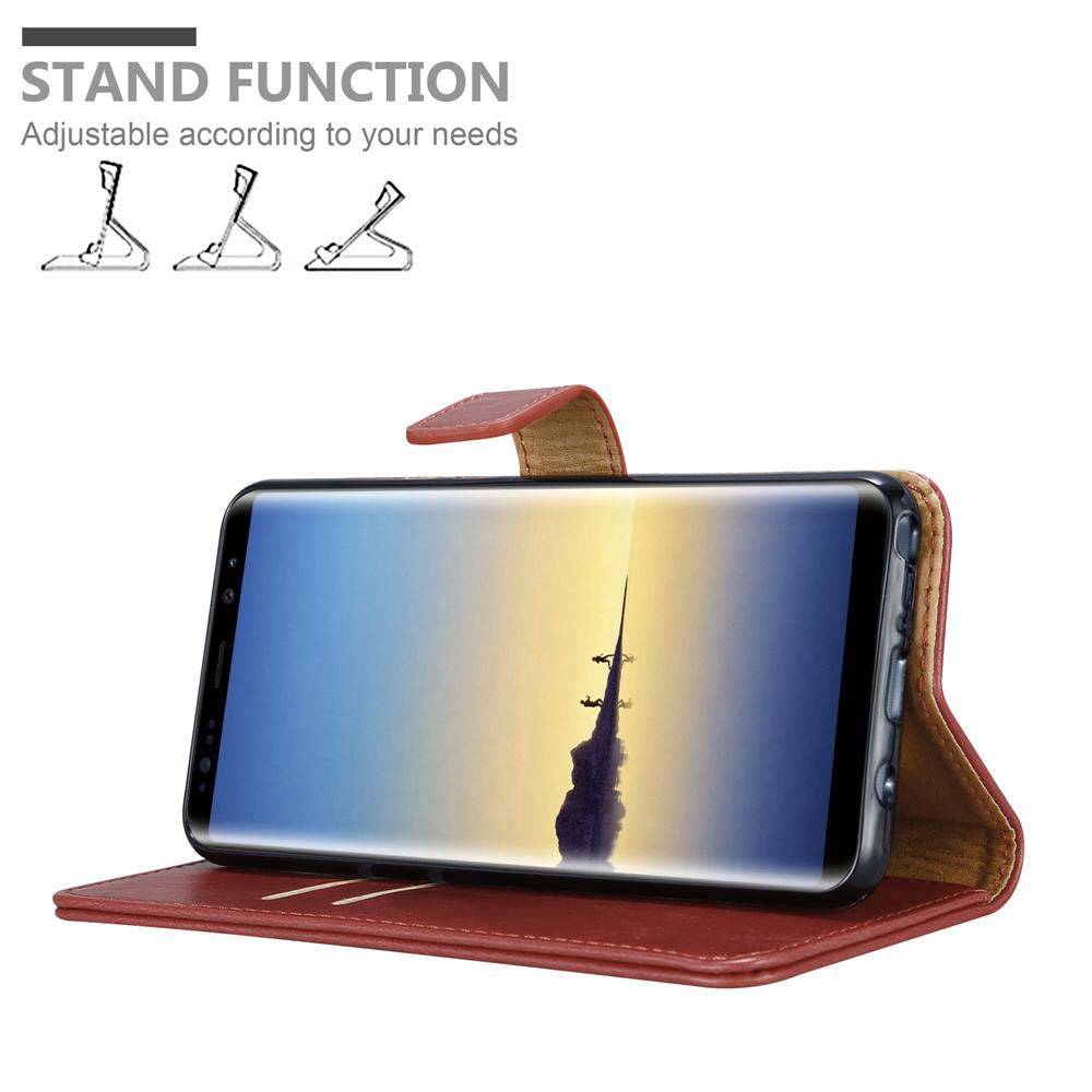 Cadorabo Hülle für Samsung Galaxy NOTE 8 Schutzhülle in Rot Handyhülle Book Tasche Case Etui Luxury