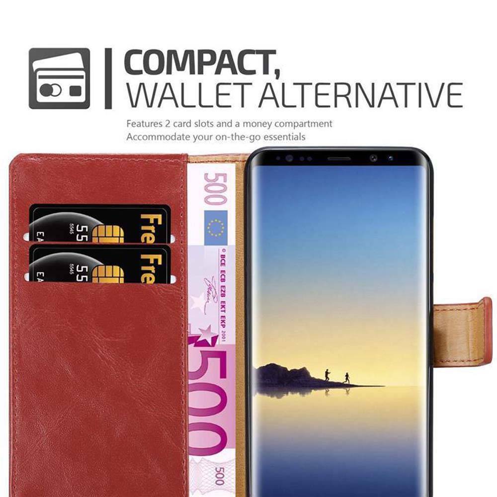 Cadorabo Hülle für Samsung Galaxy NOTE 8 Schutzhülle in Rot Handyhülle Book Tasche Case Etui Luxury