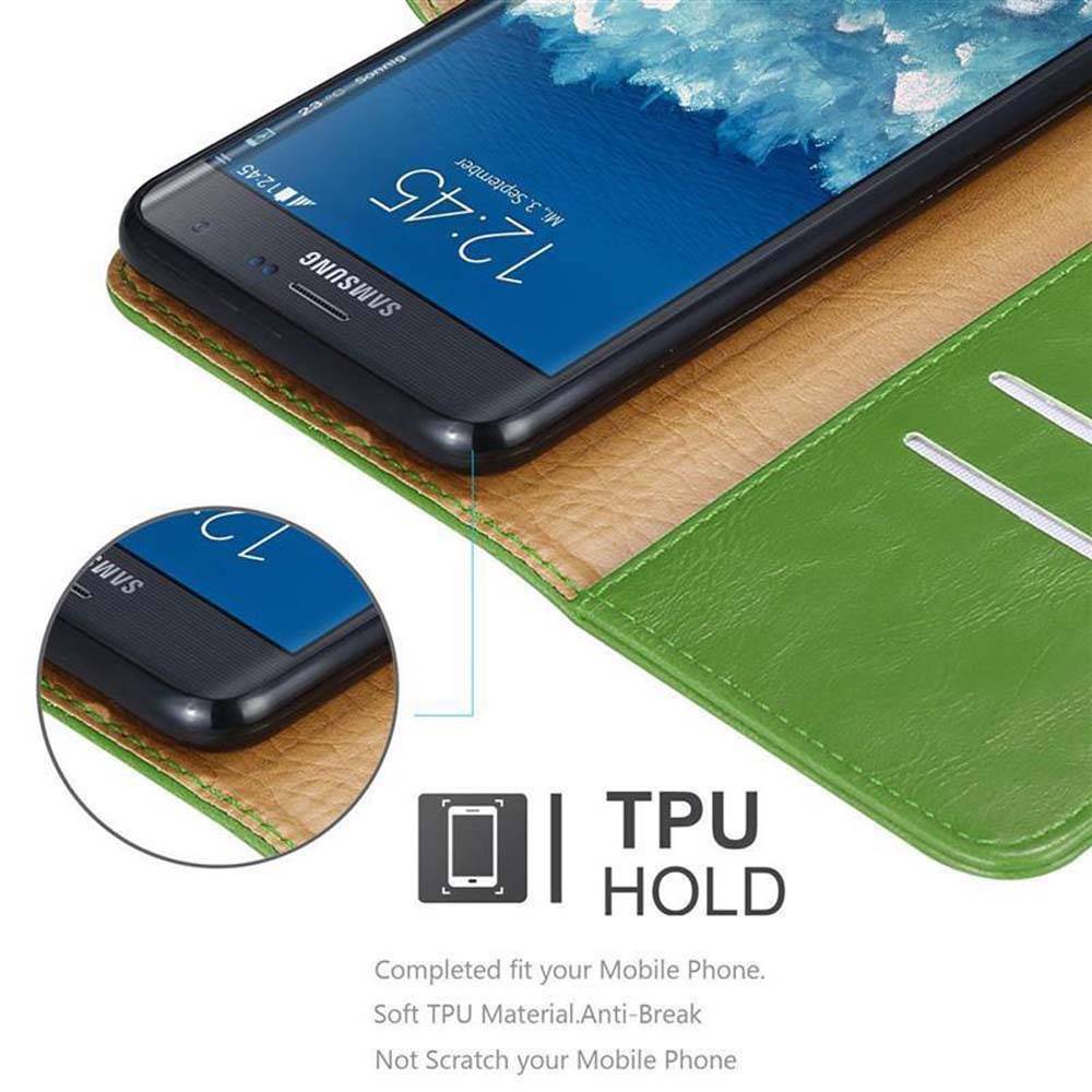 Cadorabo Hülle für Samsung Galaxy NOTE EDGE Schutzhülle in Grün Handyhülle Book Tasche Case Etui Luxury