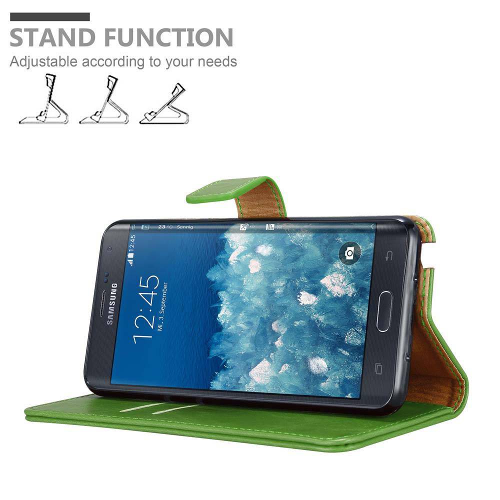 Cadorabo Hülle für Samsung Galaxy NOTE EDGE Schutzhülle in Grün Handyhülle Book Tasche Case Etui Luxury