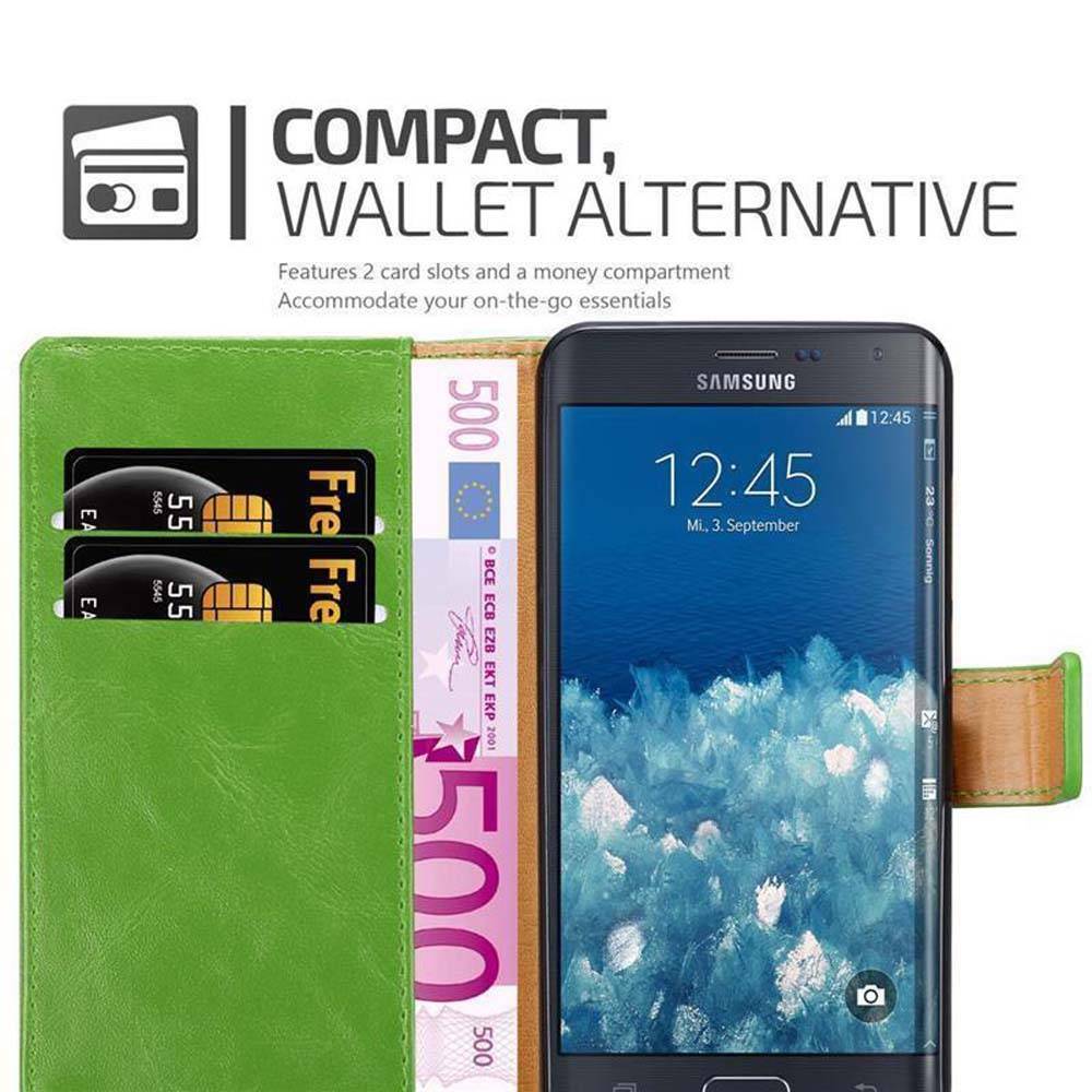 Cadorabo Hülle für Samsung Galaxy NOTE EDGE Schutzhülle in Grün Handyhülle Book Tasche Case Etui Luxury