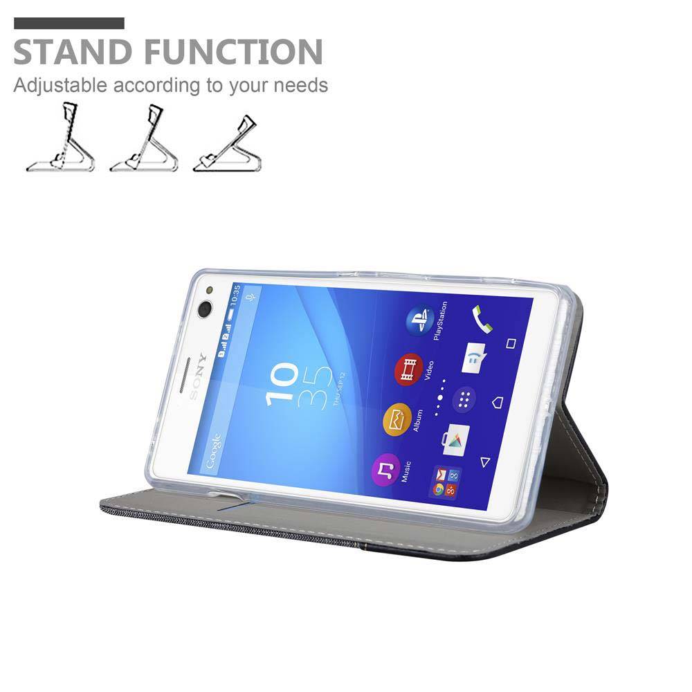 Cadorabo Hülle für Sony Xperia C4 Schutzhülle in Grau Handy Hülle Etui Book Case Cover