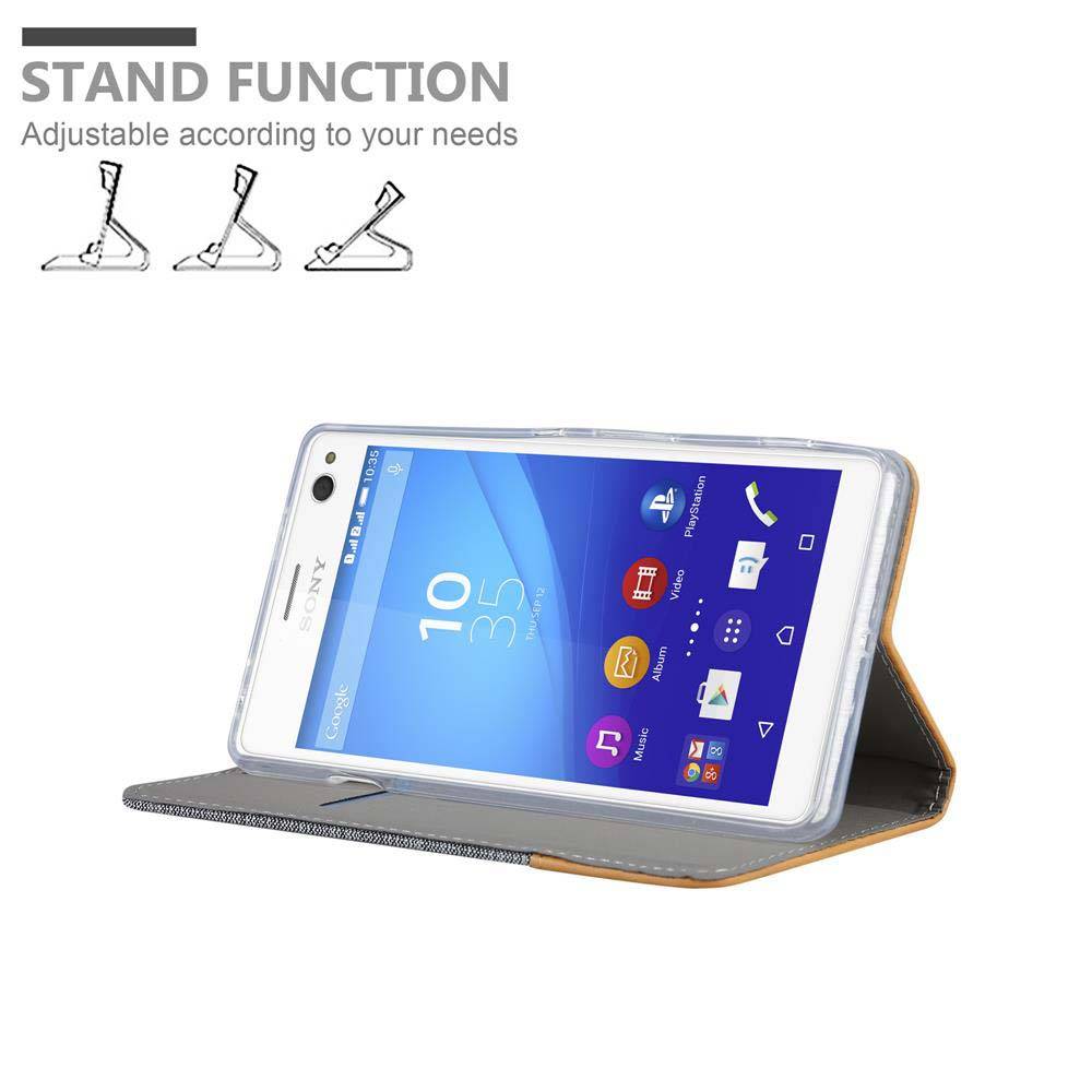 Cadorabo Hülle für Sony Xperia C4 Schutzhülle in Grau Handy Hülle Etui Book Case Cover