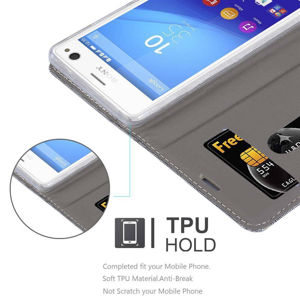 Cadorabo Hülle für Sony Xperia C4 Schutzhülle in Grau Handy Hülle Etui Book Case Cover