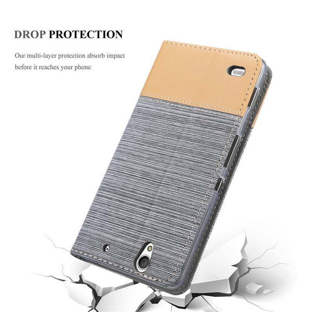 Cadorabo Hülle für Sony Xperia C4 Schutzhülle in Grau Handy Hülle Etui Book Case Cover