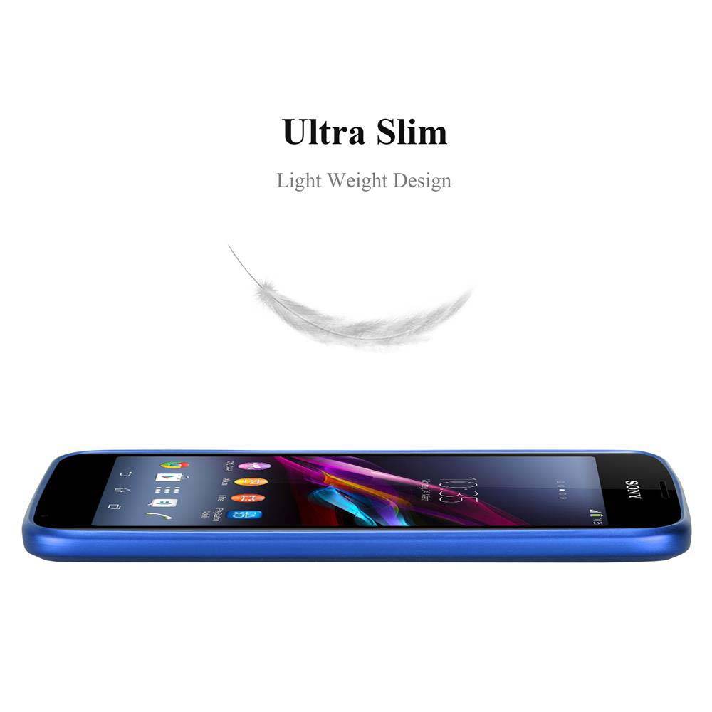 Cadorabo Schutzhülle für Sony Xperia E1 Hülle in Blau Handyhülle TPU Silikon Etui Cover Case
