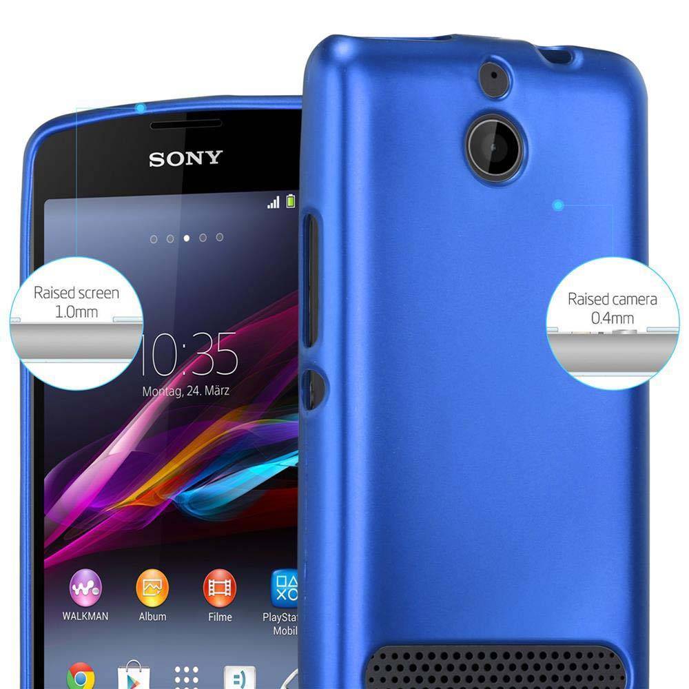 Cadorabo Schutzhülle für Sony Xperia E1 Hülle in Blau Handyhülle TPU Silikon Etui Cover Case