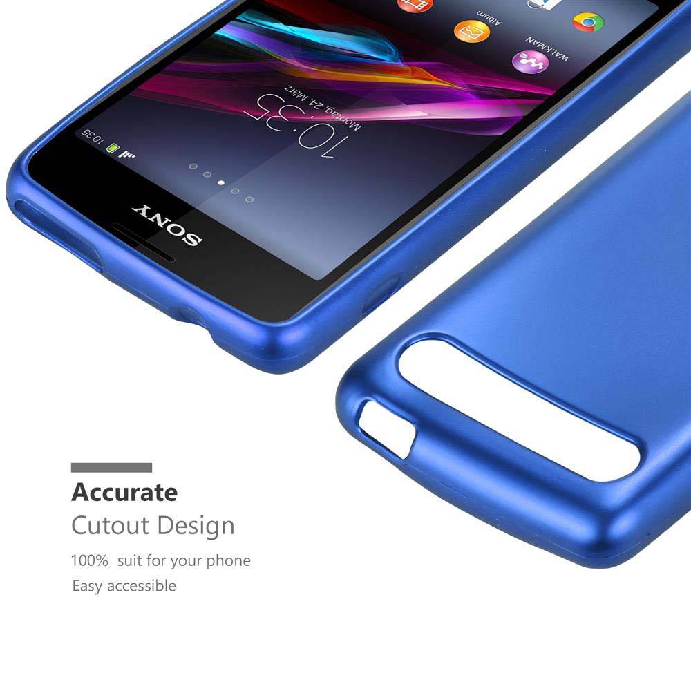 Cadorabo Schutzhülle für Sony Xperia E1 Hülle in Blau Handyhülle TPU Silikon Etui Cover Case
